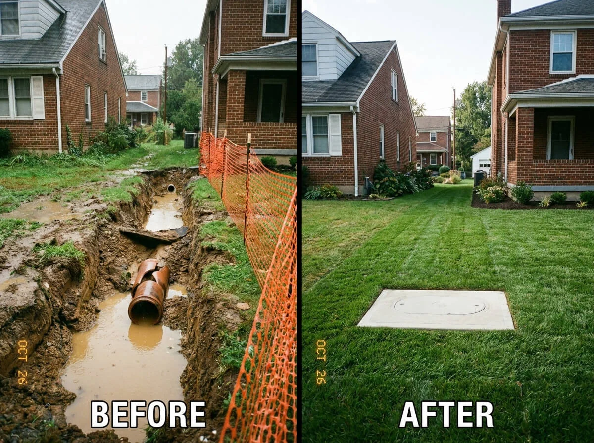 befor and after Sewer Line Repair & Replacement in Harveys Lake, PA
