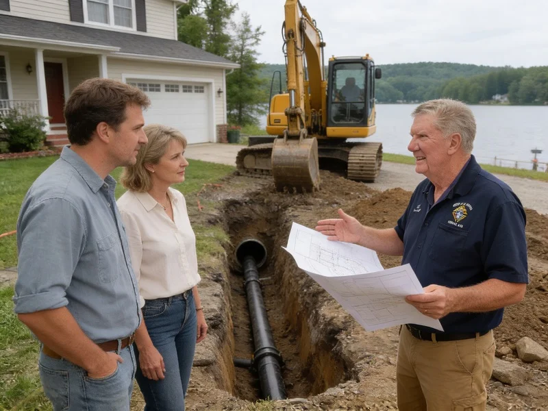 Homeowner discussing sewer repairs before property sale