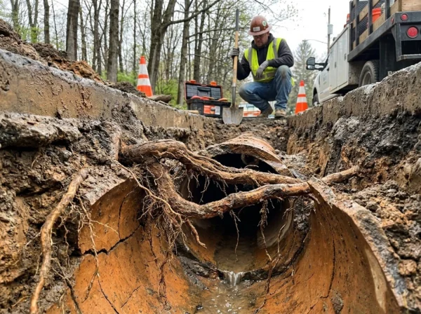 Sewer line repair project in Shavertown Pennsylvania